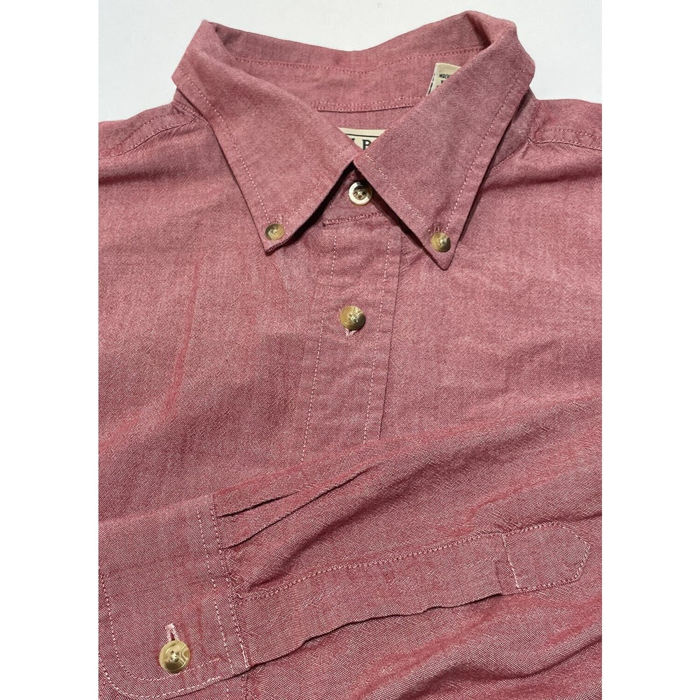 LL Bean Mens Large Shirt Long Sleeve Button Down Red Cotton